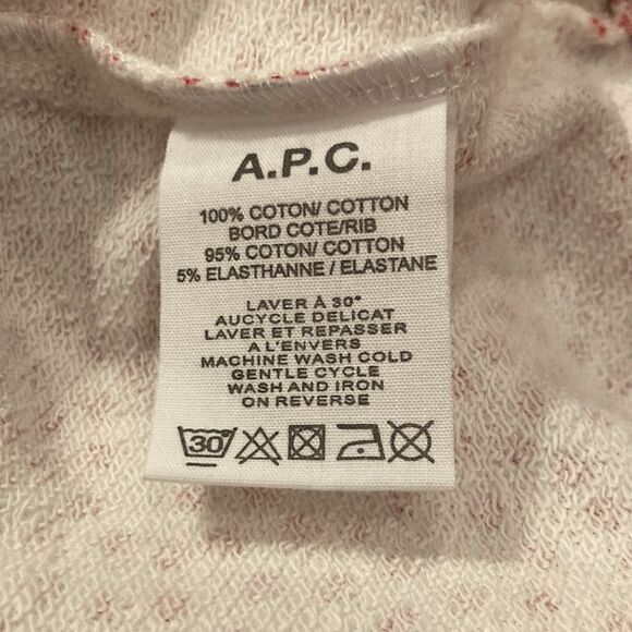 A.P.C. Red and White Coffee Bean 3/4 Sleeve Crewneck Pullover - Picture 6 of 11